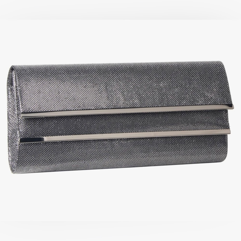 M10M15 Women Shiny Glitter Dark Silver Envelope Evening Clutch